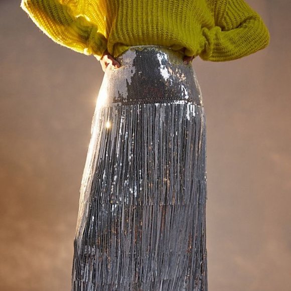 anthropologie Maeve Tatiana Sequined Fringe skirt - Picture 4 of 6